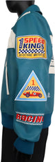 Left side of Primoir racing jacket with racing patchwork